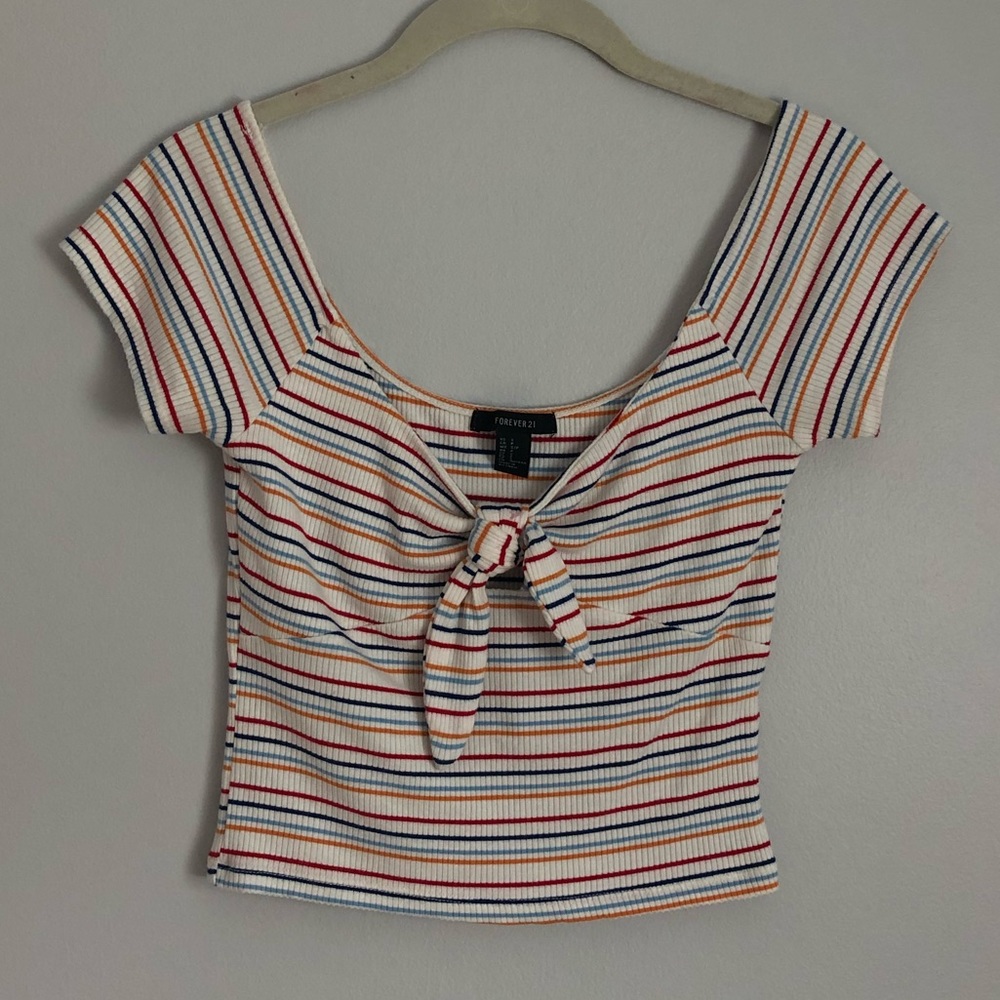 Forever 21 striped tie tee size small